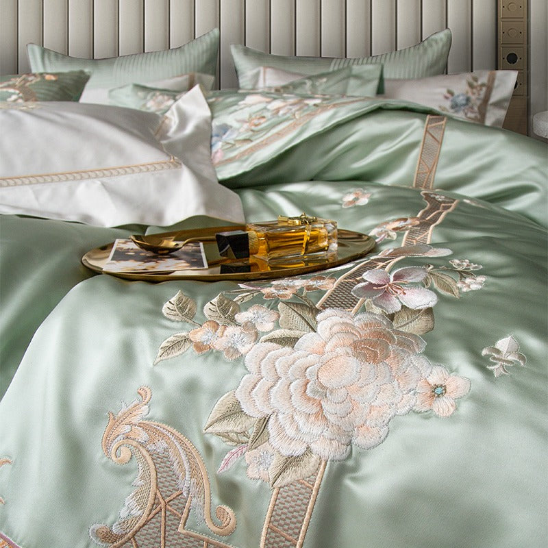 Esana Green Embroidery Egyptian Cotton Bedding Set