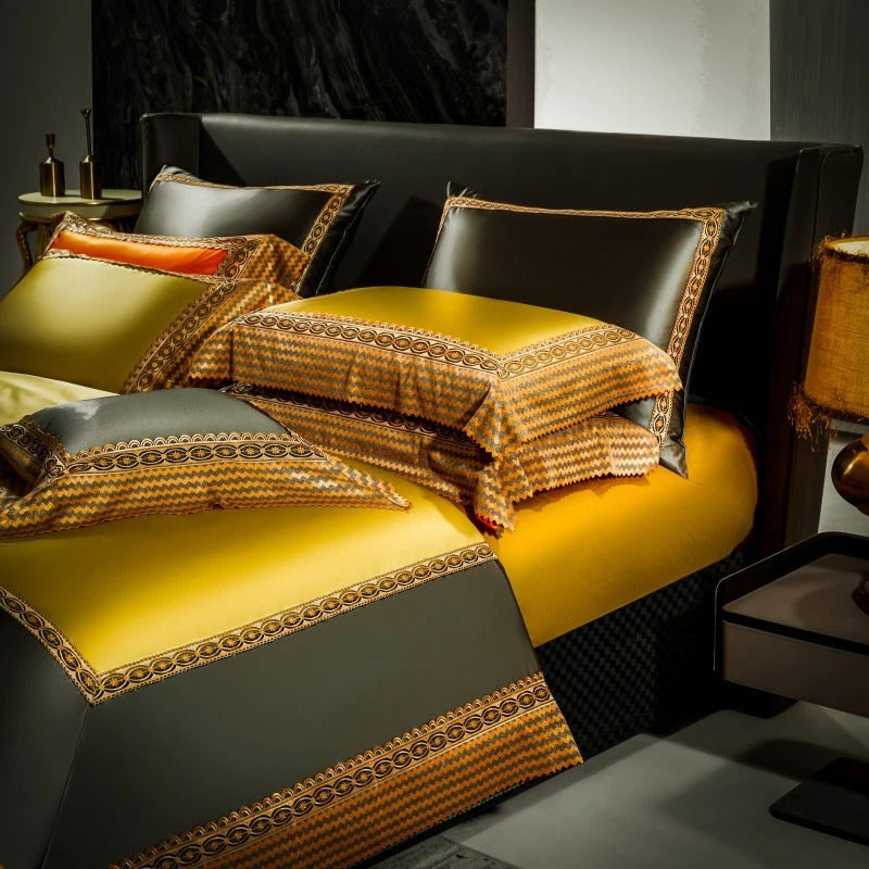 Onda Golden Egyptian Cotton Embroidered Bedding Set