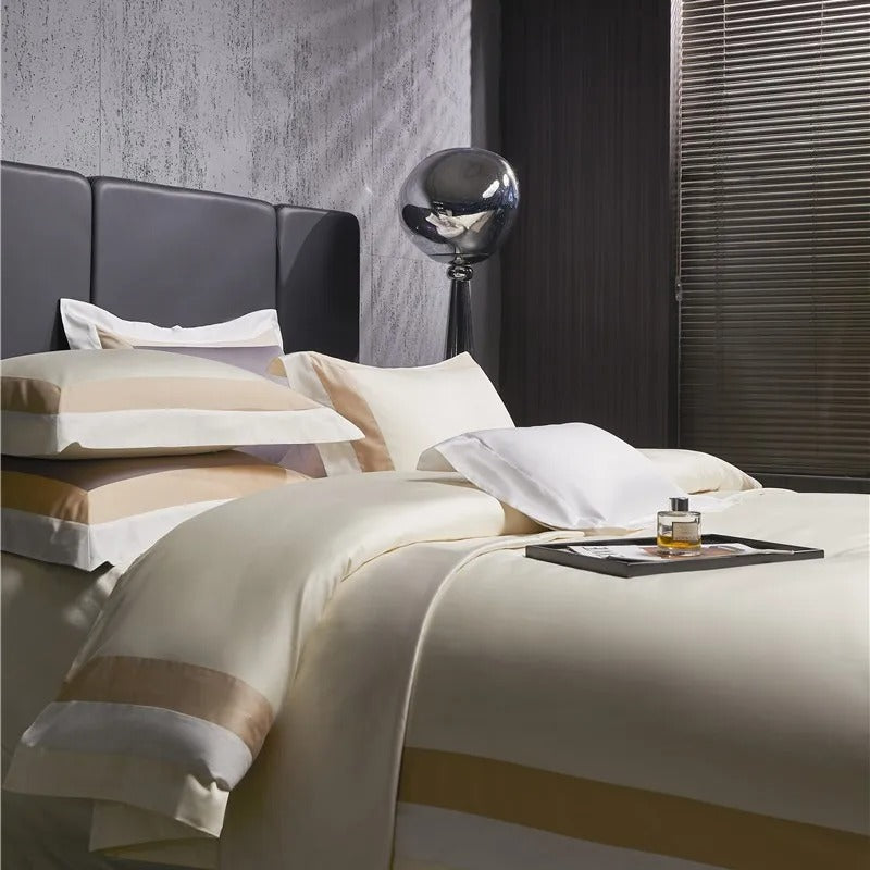 Luxor Beige Stripe Egyptian Cotton Bedding Set