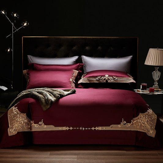 Cleopatra Puce Red Luxury Egyptian Cotton Bedding Set