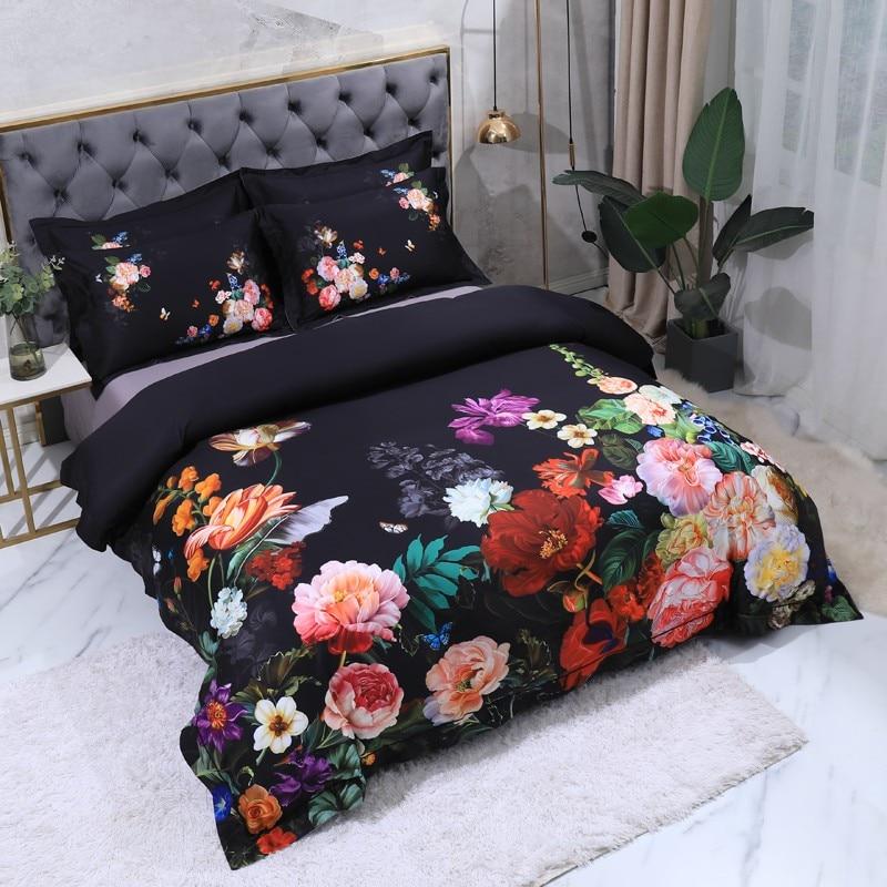 Aida Black Egyptian Cotton Bedding Set