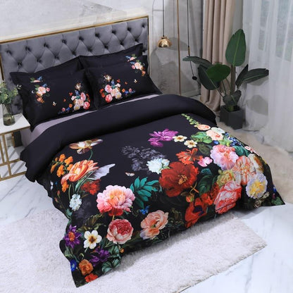 Aida Black Egyptian Cotton Bedding Set