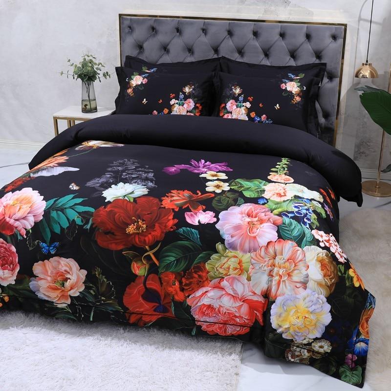 Aida Black Egyptian Cotton Bedding Set