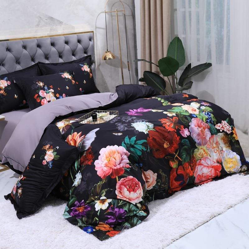Aida Black Egyptian Cotton Bedding Set