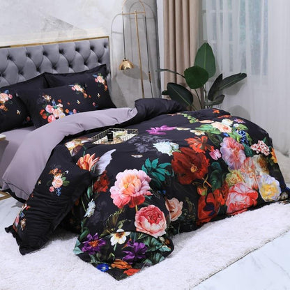 Aida Black Egyptian Cotton Bedding Set