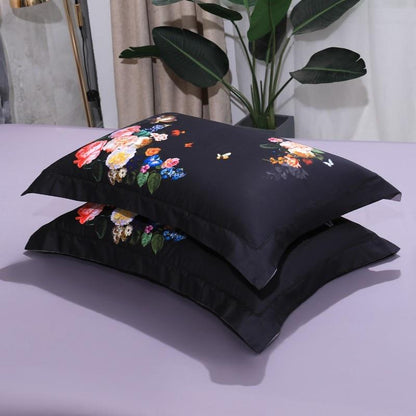 Aida Black Egyptian Cotton Bedding Set