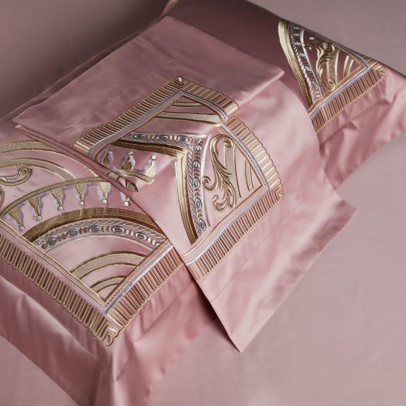 Mia Art Deco Embroidered Border Egyptian Cotton Bedding Set