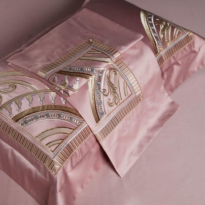 Mia Art Deco Embroidered Border Egyptian Cotton Bedding Set