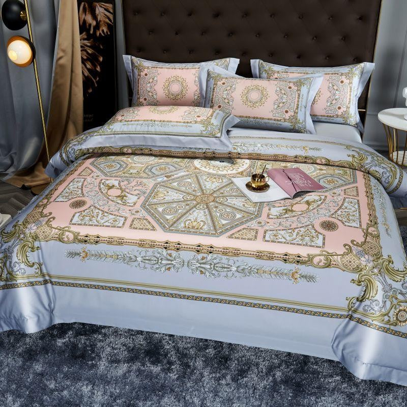 Audrey Art Deco Printed Silky Egyptian Cotton Bedding Set
