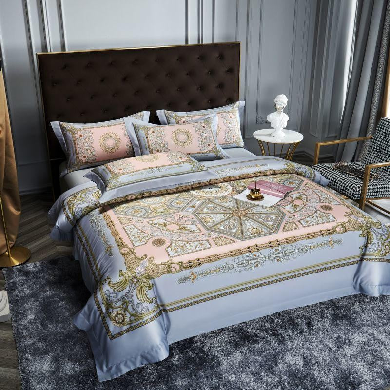 Audrey Art Deco Printed Silky Egyptian Cotton Bedding Set