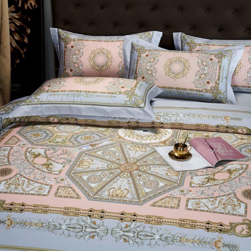 Audrey Art Deco Printed Silky Egyptian Cotton Bedding Set