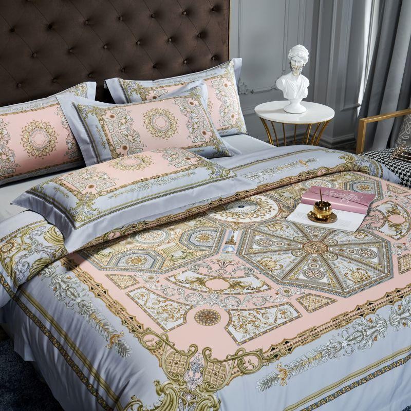Audrey Art Deco Printed Silky Egyptian Cotton Bedding Set
