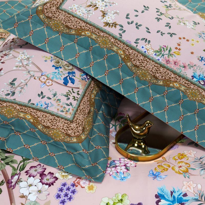 Anne Hybrid Floral And Diamond Printed Silky Egyptian Cotton Bedding Set